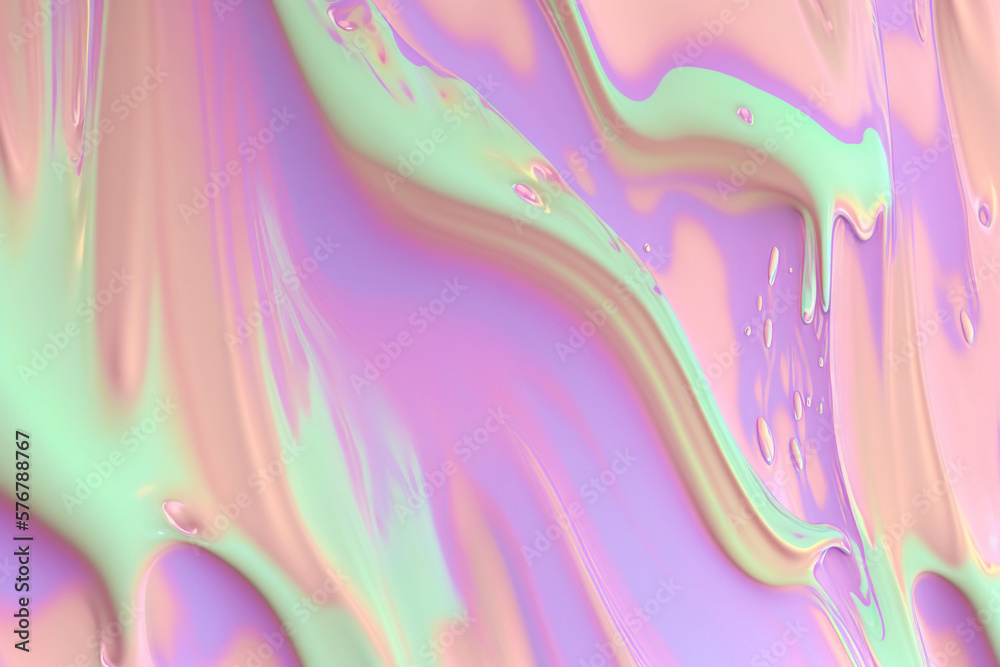 Pastel liquid paint flows background. Creamy color fluid. Generative AI