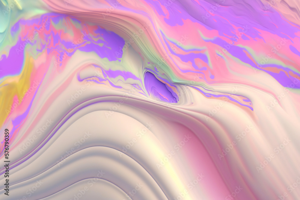 Pastel liquid paint flows background. Creamy color fluid. Generative AI