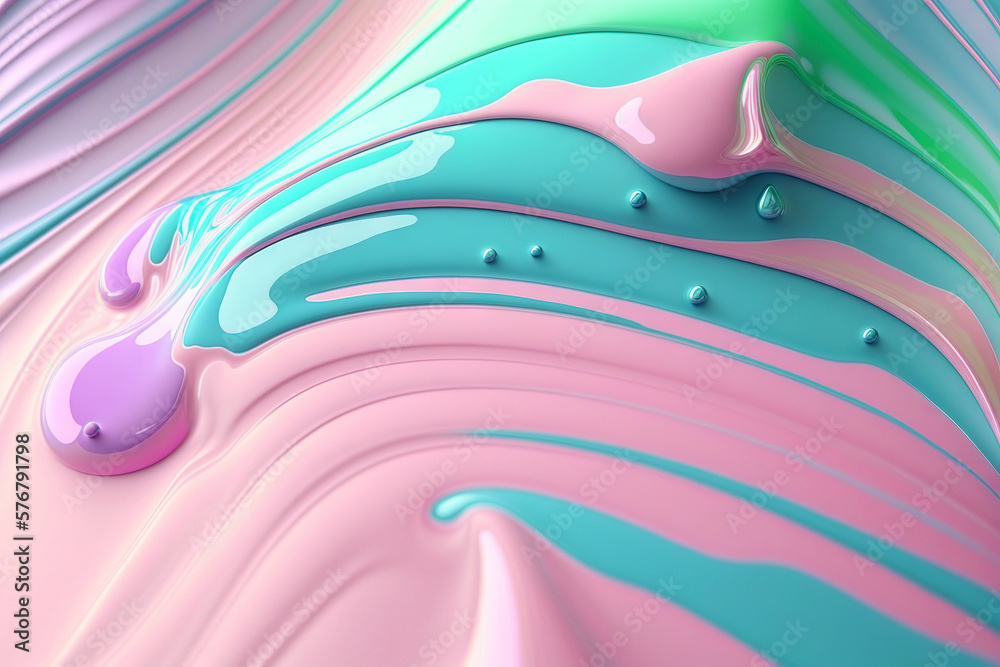 Pastel liquid paint flows background. Creamy color fluid. Generative AI