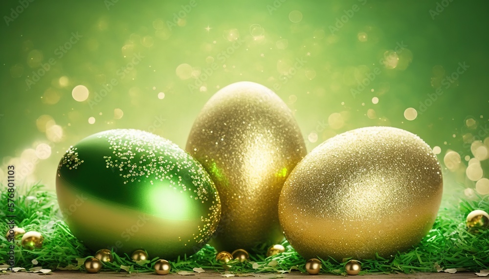  three shiny christmas balls on a green grass covered ground with bokets of light in the back ground