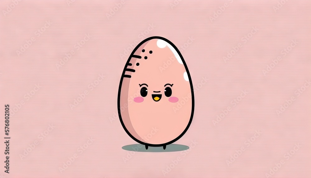  a cartoon egg with a face and eyes on a pink background with a pink background and a pink backgroun