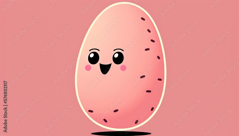  a pink egg with a face drawn on its side and eyes drawn on its side, with a pink background and a