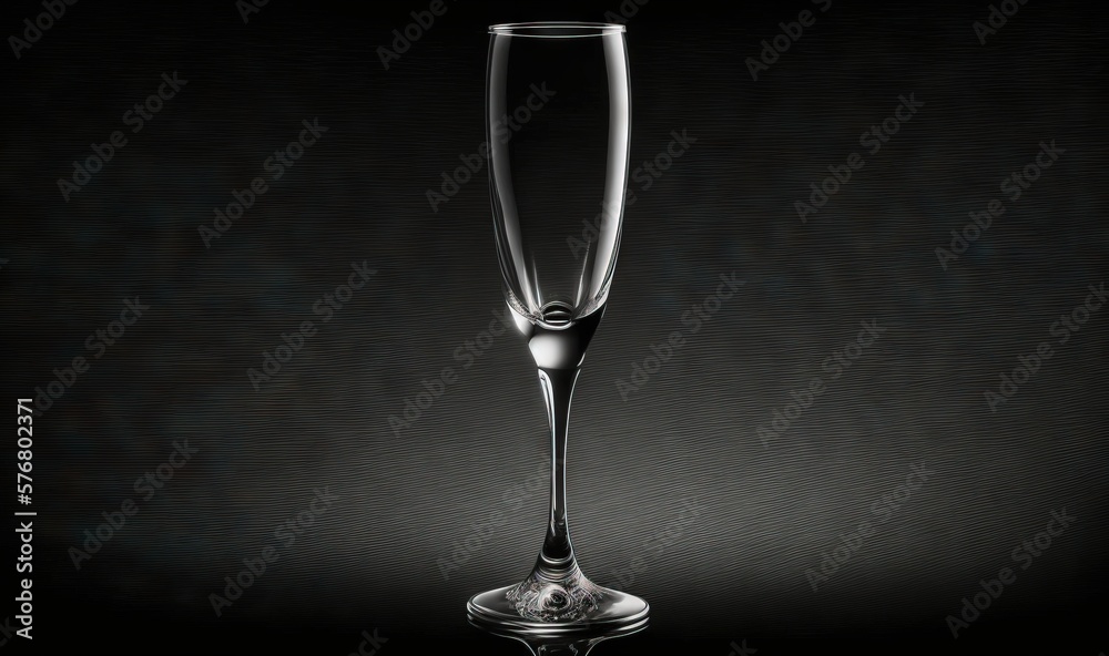  a tall glass of wine on a black background with a reflection of the wine glass in the glass and the