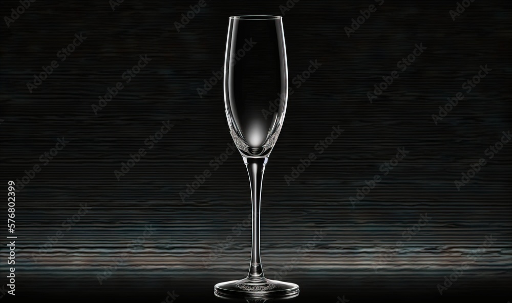  a tall glass of wine on a black background with a reflection of the wine glass in the foreground an