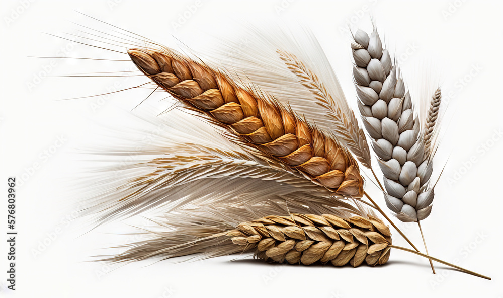  a close up of a bunch of wheat on a white background with a white background behind it and a white 