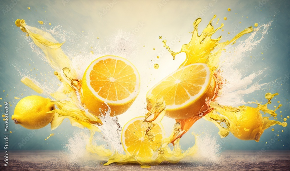  a group of oranges are splashing into a puddle of water with splashing on the ground and on top of 