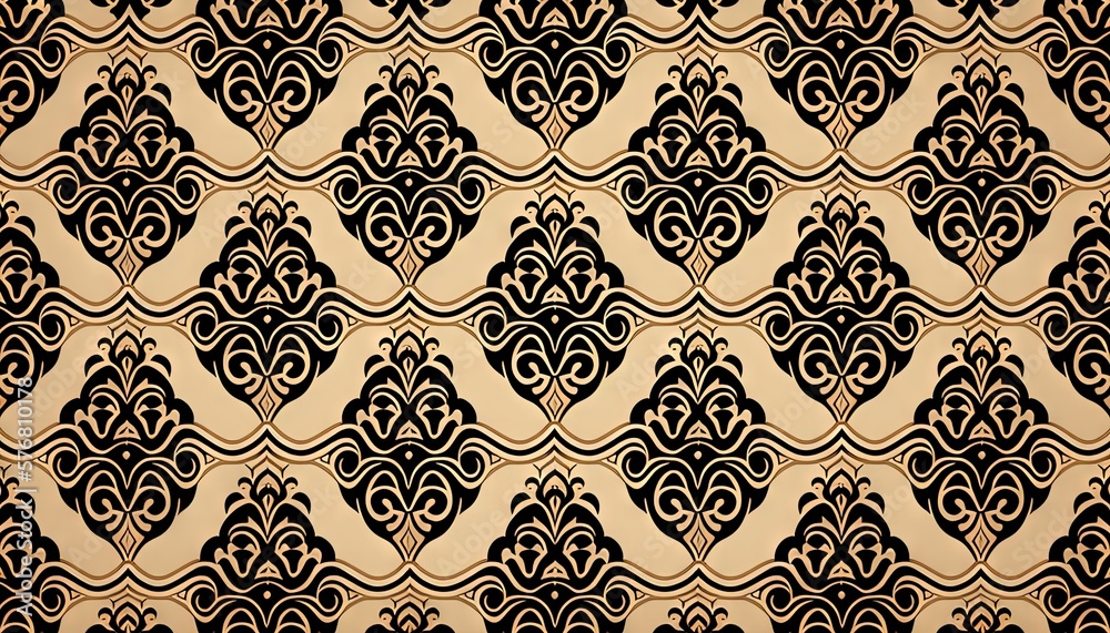  a black and beige wallpaper with a design on its side and a pattern on the back of its side,.  ge