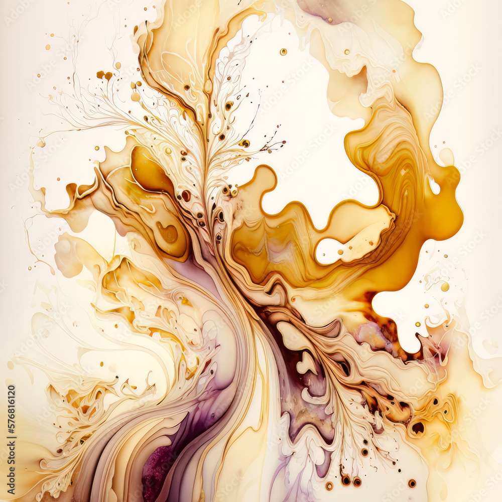 Natural luxury abstract fluid art painting in alcohol. Illustration AI Generative