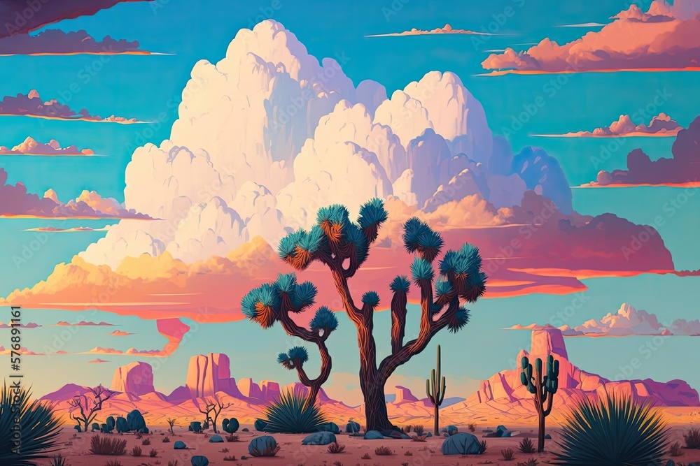 On a cloudy day in Utah, a Joshua tree stands out among the scrubby desert. Generative AI