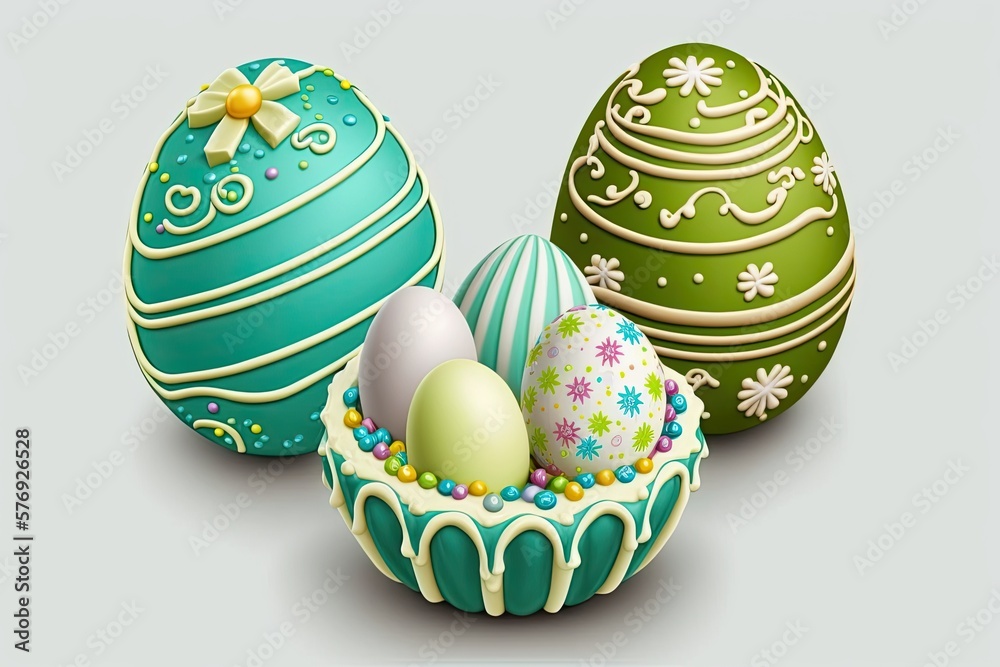 Easter candy cartoon for the holiday. Desserts such as cupcakes and cakes decorated to look like eas