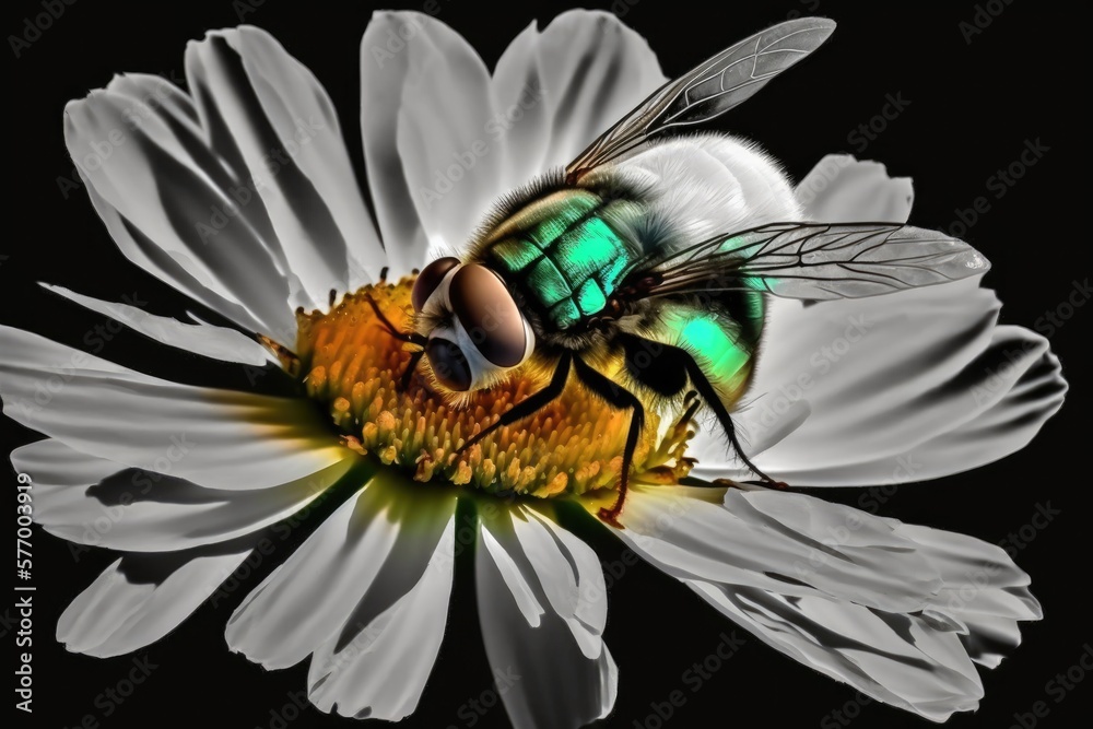 Housefly on a flower, taken using a Realme 8 and an Apexel 12X macro lens (insect species common gre