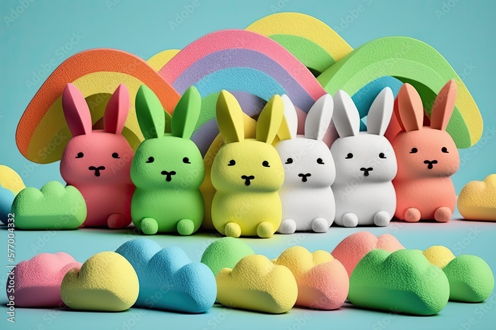 Peeps for Easter. Plain Rabbit Candy and marshmallows of a rainbow of hues. When Easter is celebrate