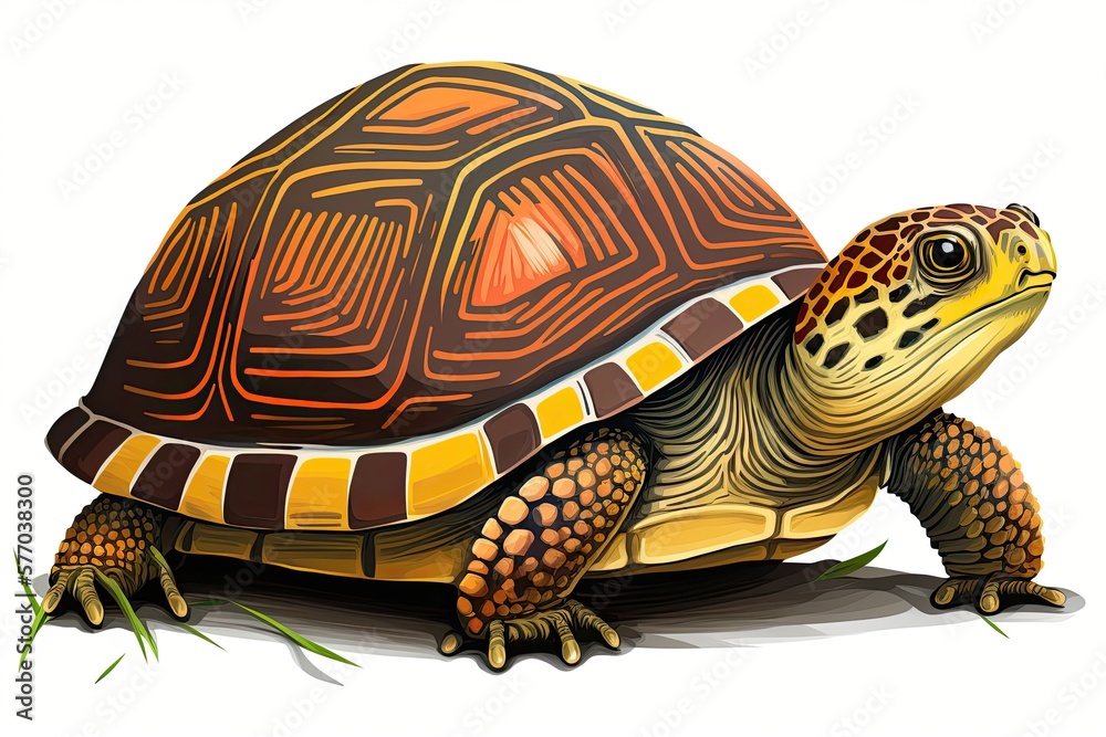 Close up of a North American box turtle. Generative AI