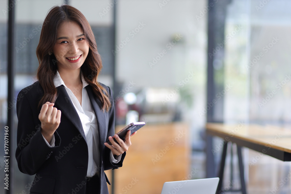 Portrait businesswoman beautiful asian woman in business office.