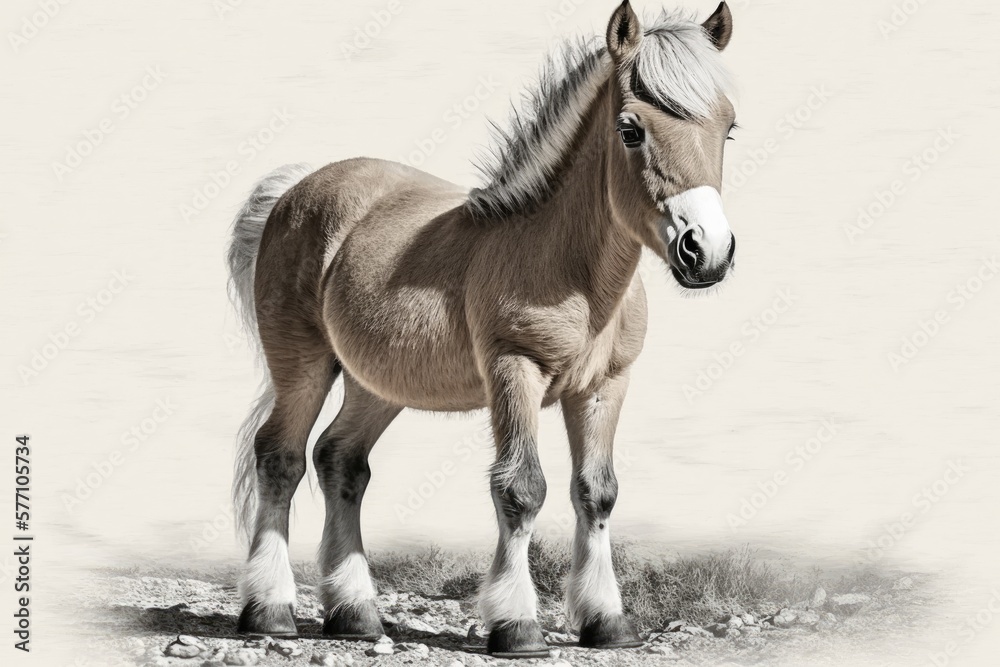 Photo of a beautiful haflinger foal. Generative AI