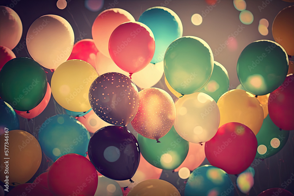 Balloon Party Background. Illustration AI Generative