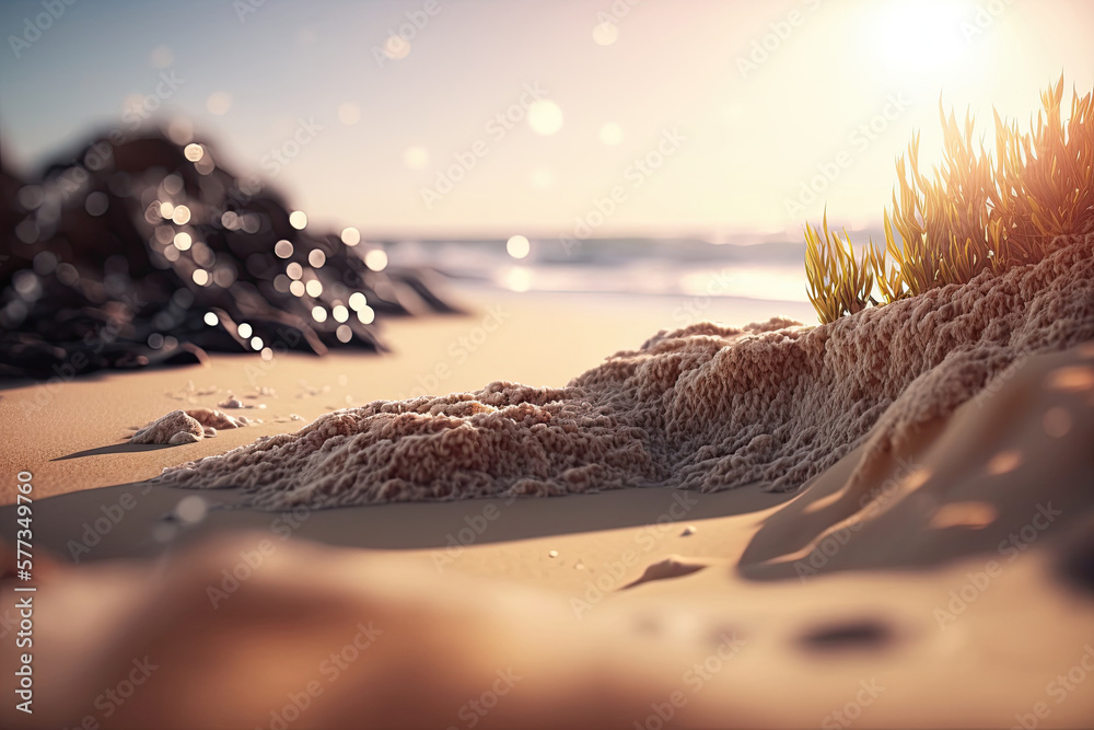 Summer Sand Beach background. Illustration AI Generative