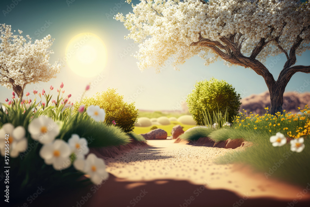 Spring Natural Background. Illustration Generative AI