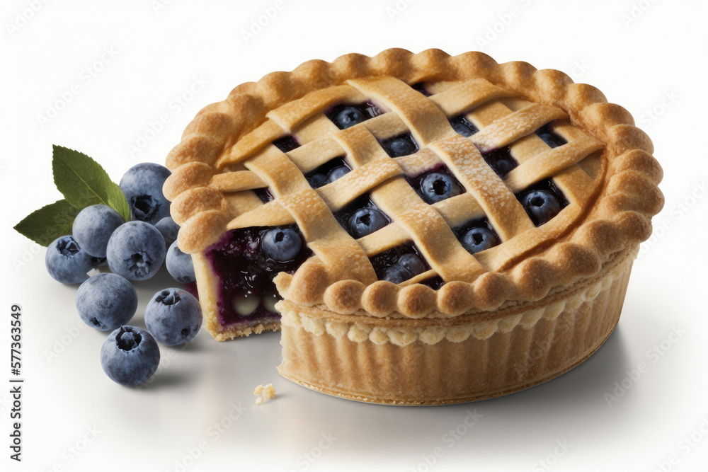 Blueberry Pie. Illustration AI Generative