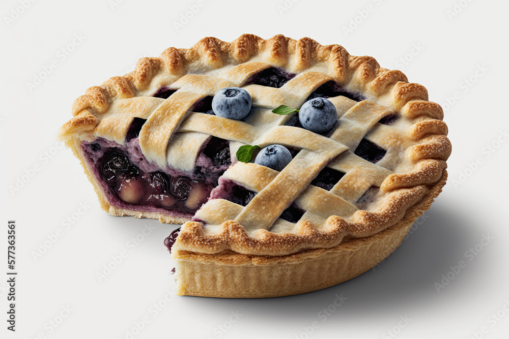 Blueberry Pie. Illustration AI Generative