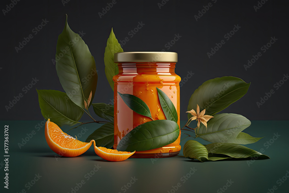 Jam Jar. Natural Background. Illustration AI Generative