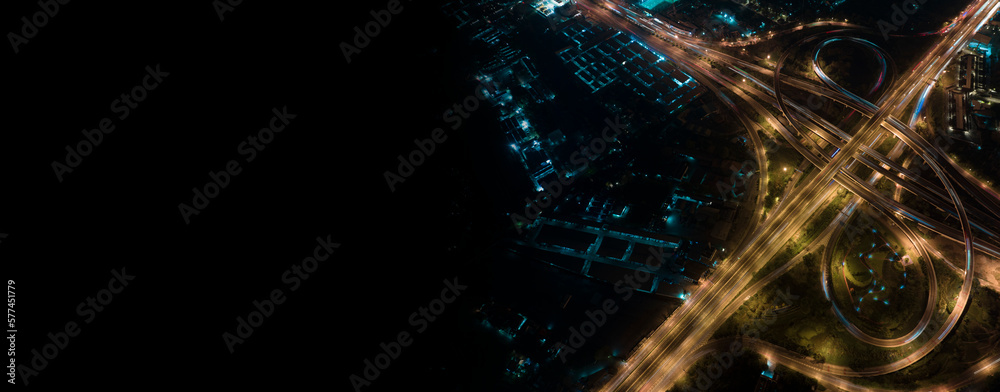 Panoramic view of Public transport or commuter city life concept , expressway car traffic transporta