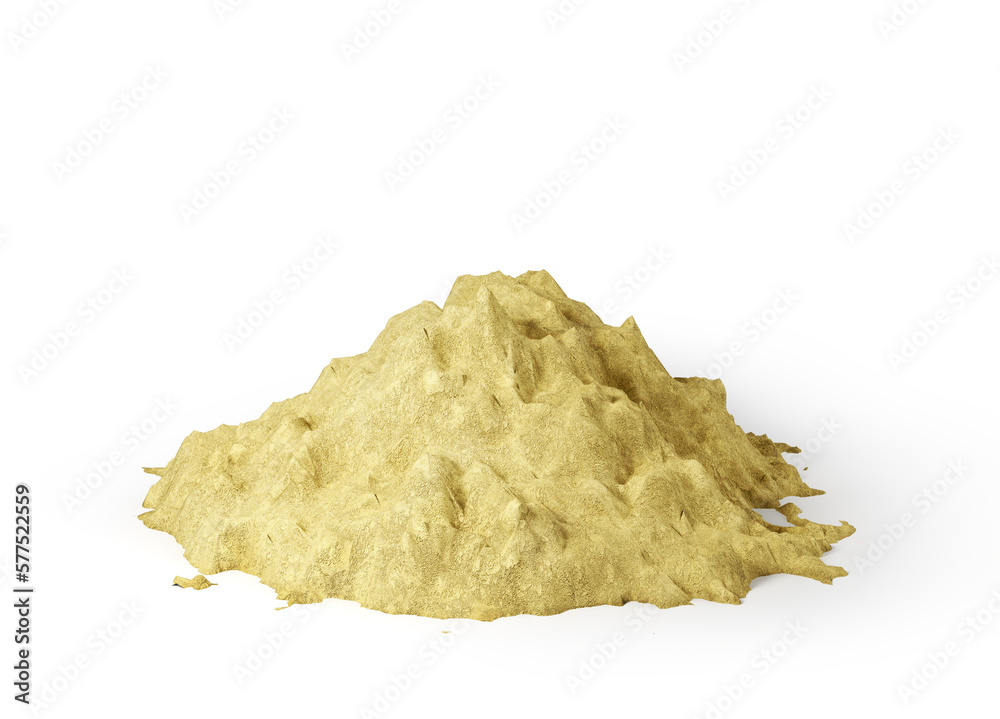 Pile of sand on a white background. 3d illustration