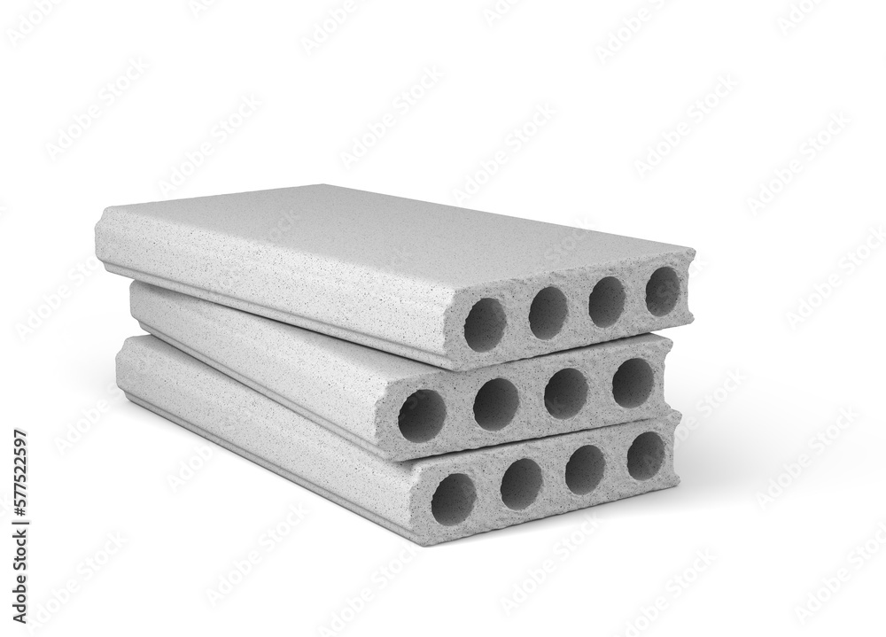 Concrete panels on a white background. 3d illustration