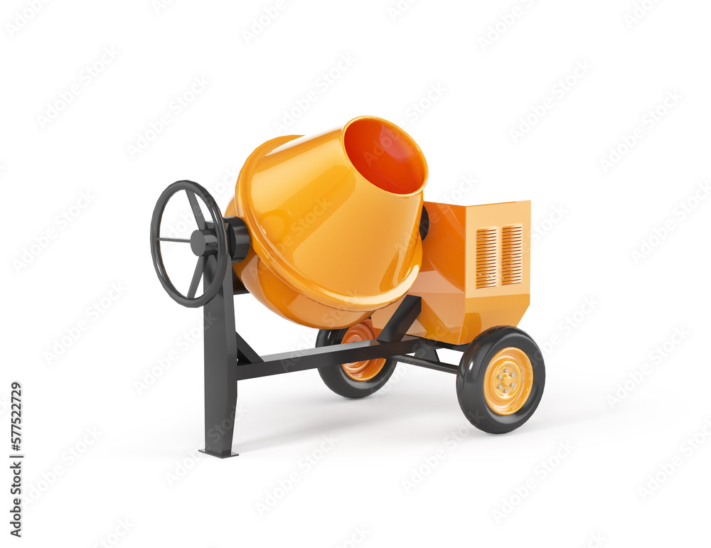 Concrete mixer on a white background. 3d illustration