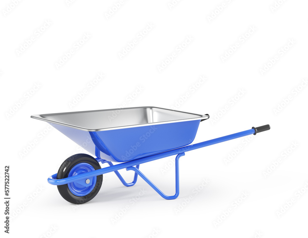 Wheelbarrow on a white background. 3d illustration