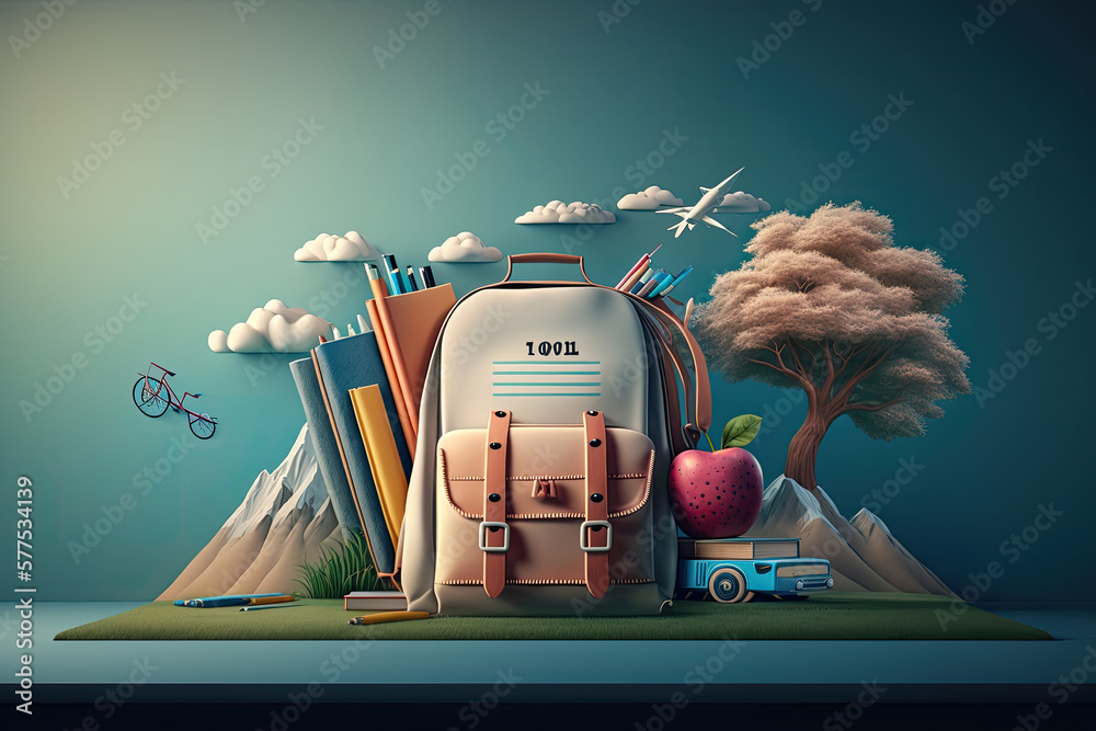 back to school background. Illustration AI Generative