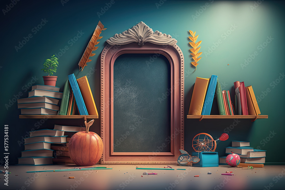 back to school background. Illustration AI Generative