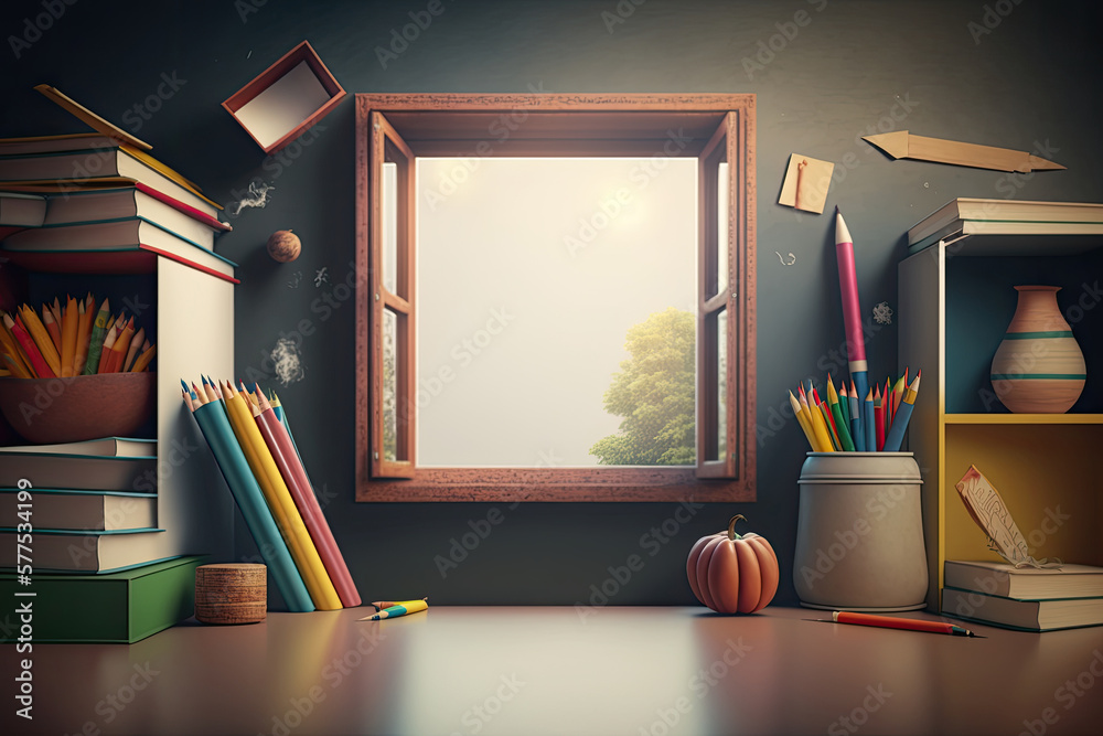 back to school background. Illustration AI Generative