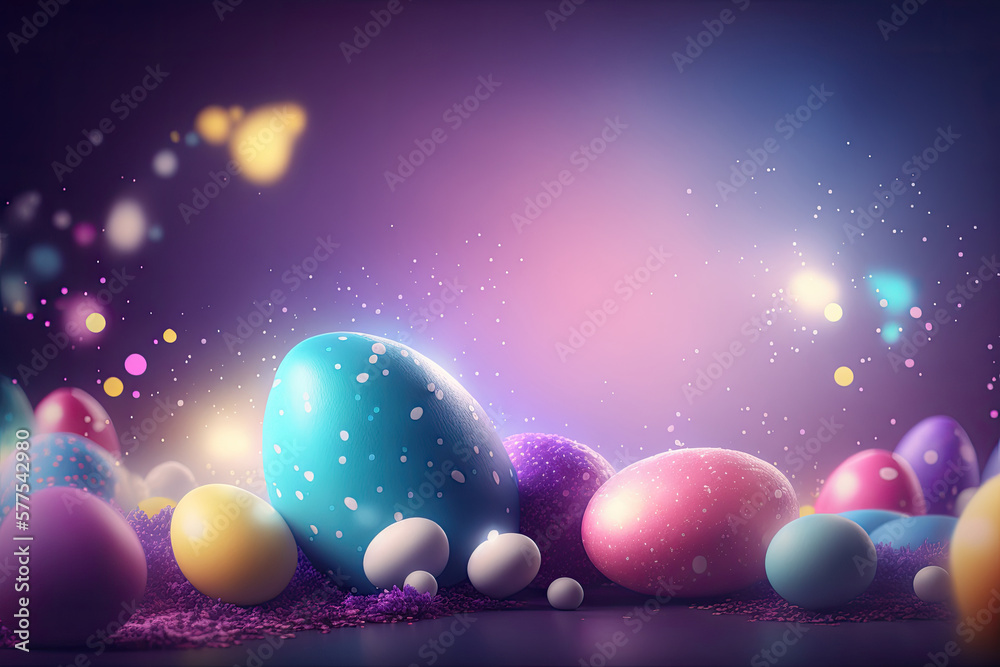 Happy Easter Holiday Background.  Illustration AI Generative