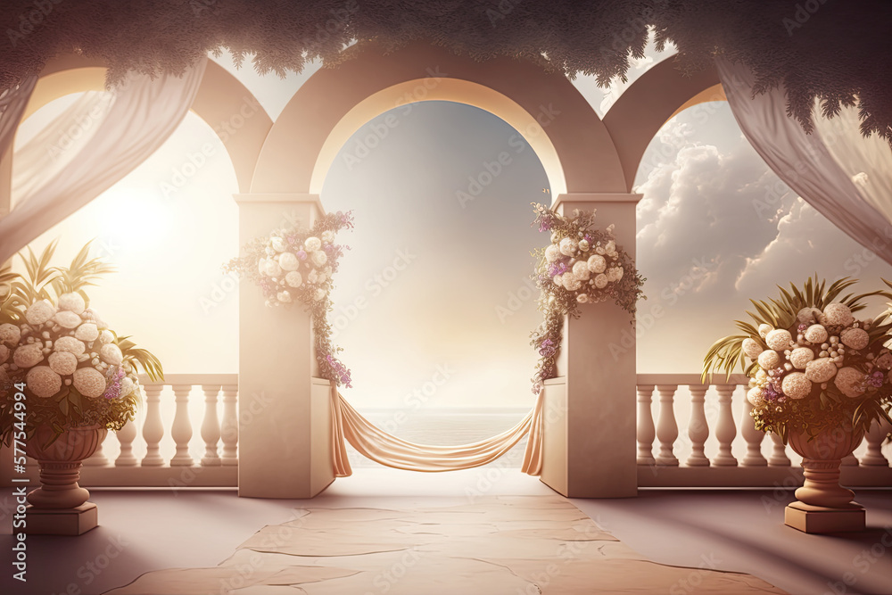 Cute Wedding Background. Illustration AI Generative