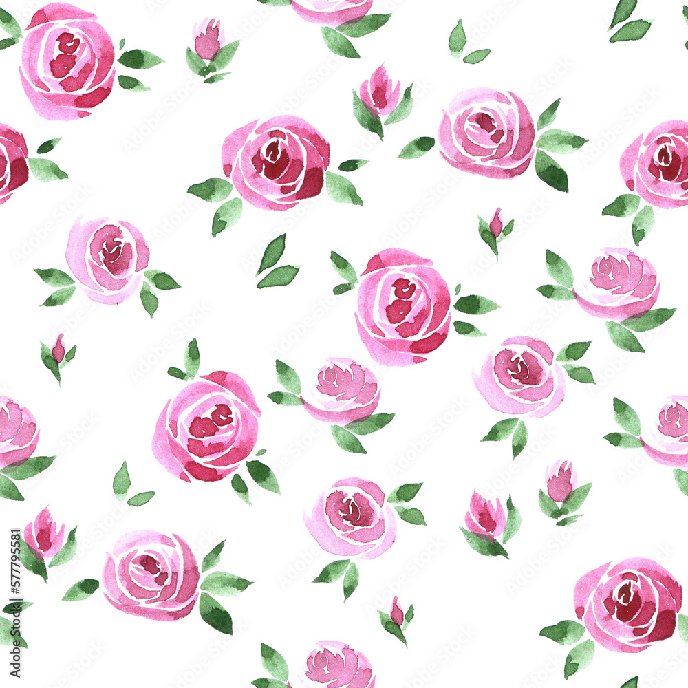 floral pattern with cute abstract roses. print with delicate little roses