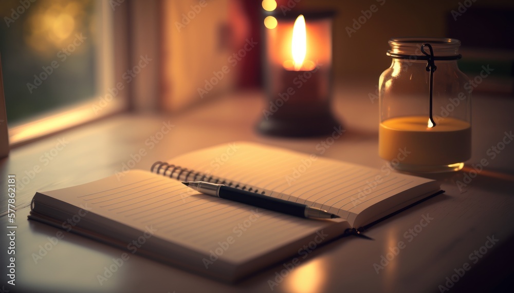 Cute notepad with table, blur, soft light. Wallpaper