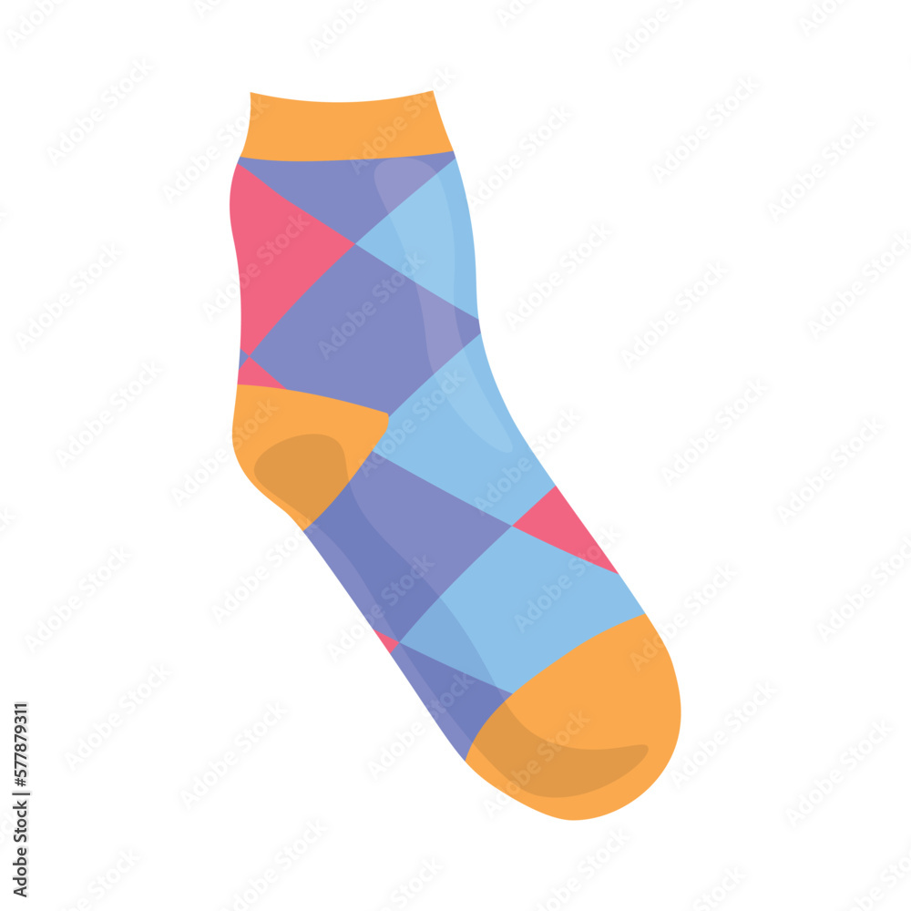 Warm knitted sock on white background