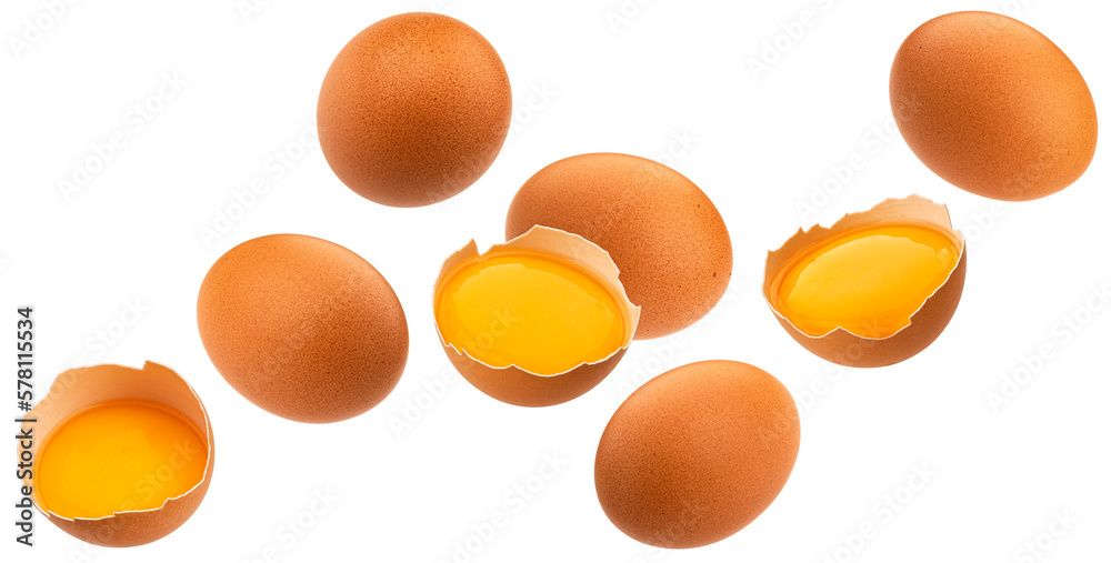 Brown eggs isolated on white background