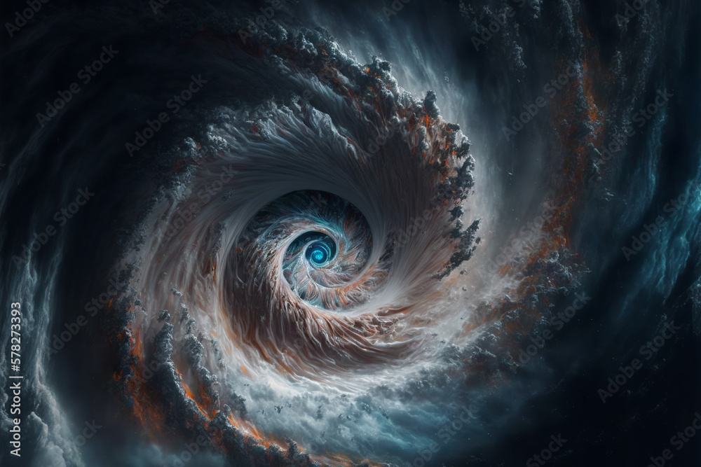 View of a cyclone eye from space. Giant hurricane background. Generative ai