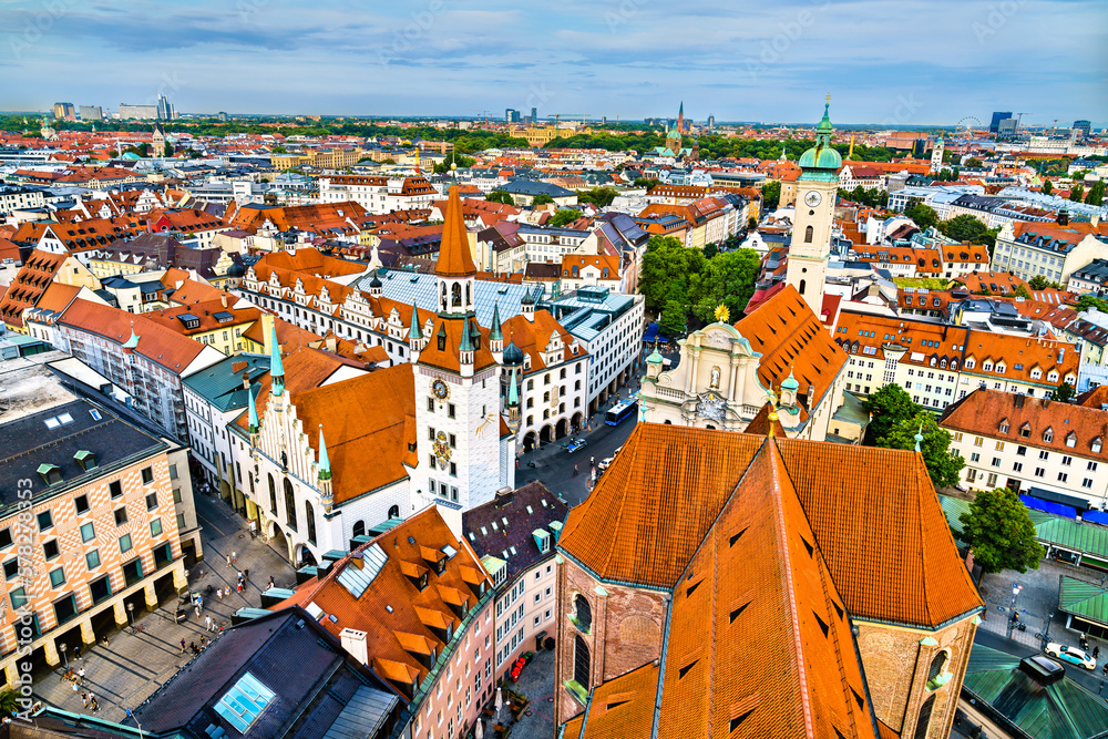 Panoramic aerial view of Munich - Bavaria, Germany