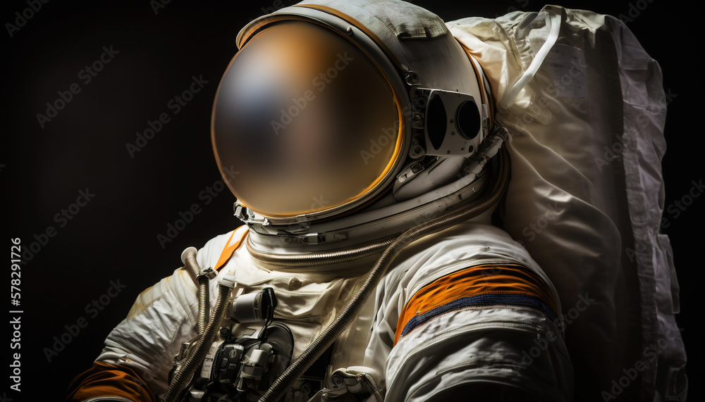 Portrait of astronaut floating in space. Generative AI.