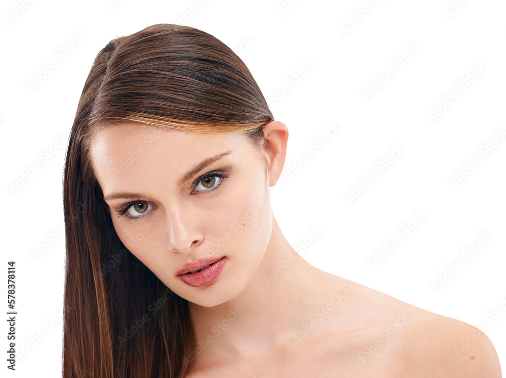 A brunette model with a brown hair and a glowing complexion highlights the benefits of collagen and 