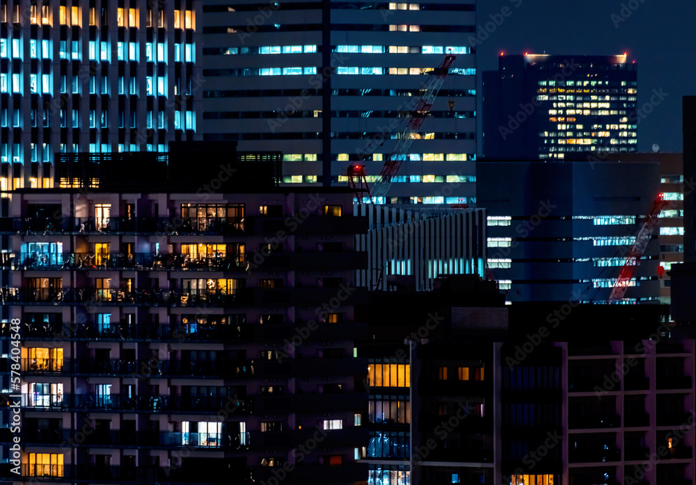 Skyscrapers and highways through Minato, Tokyo, Japan