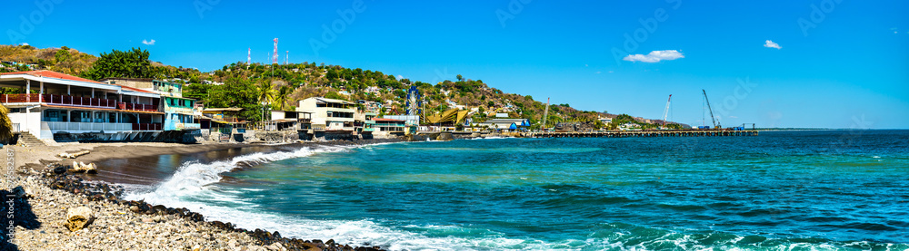 Panorama of La Libertad town on the Pacific Coast in El Salvador