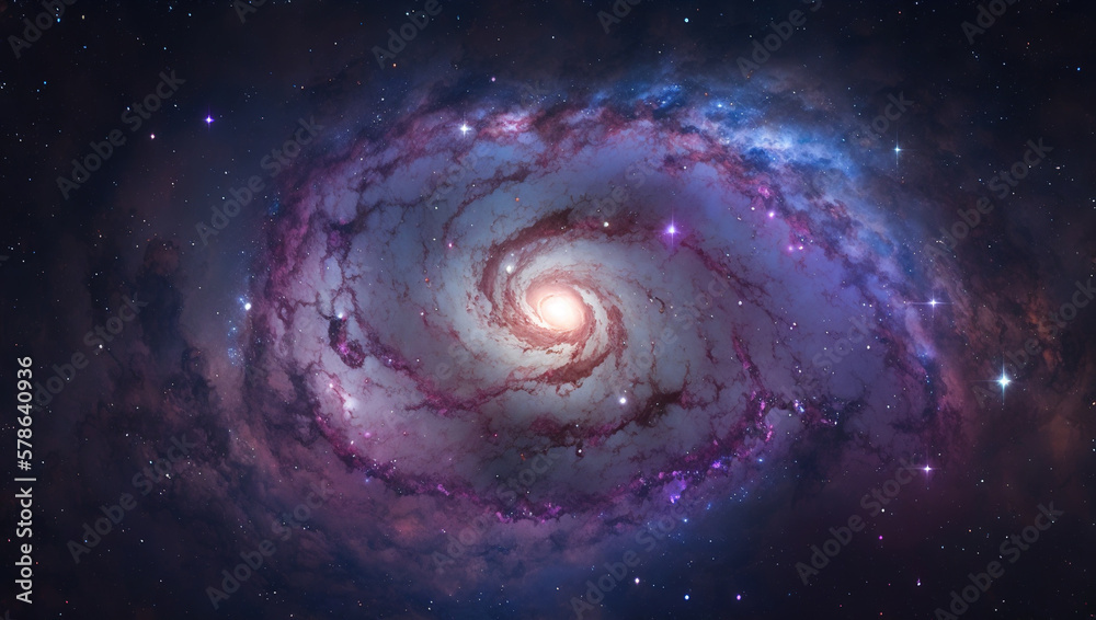 Distant neon galaxy in space. Stars, nebulas and dark matter. Generative AI