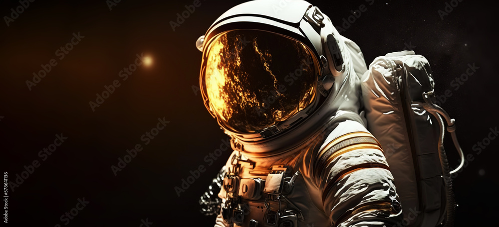 Portrait of astronaut floating in space. Generative AI.