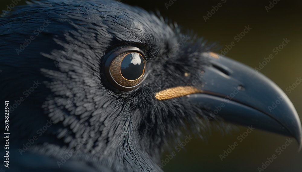 Closeup of raven eye. Macro of bird eye. Generative AI