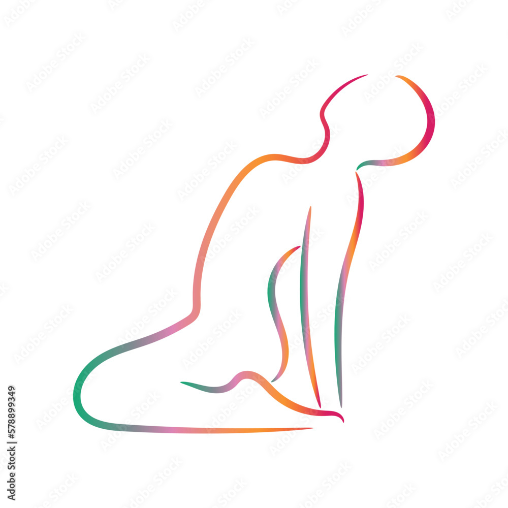 Silhouette of human doing yoga on white background