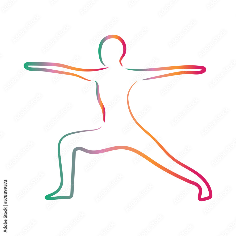 Silhouette of human doing yoga on white background